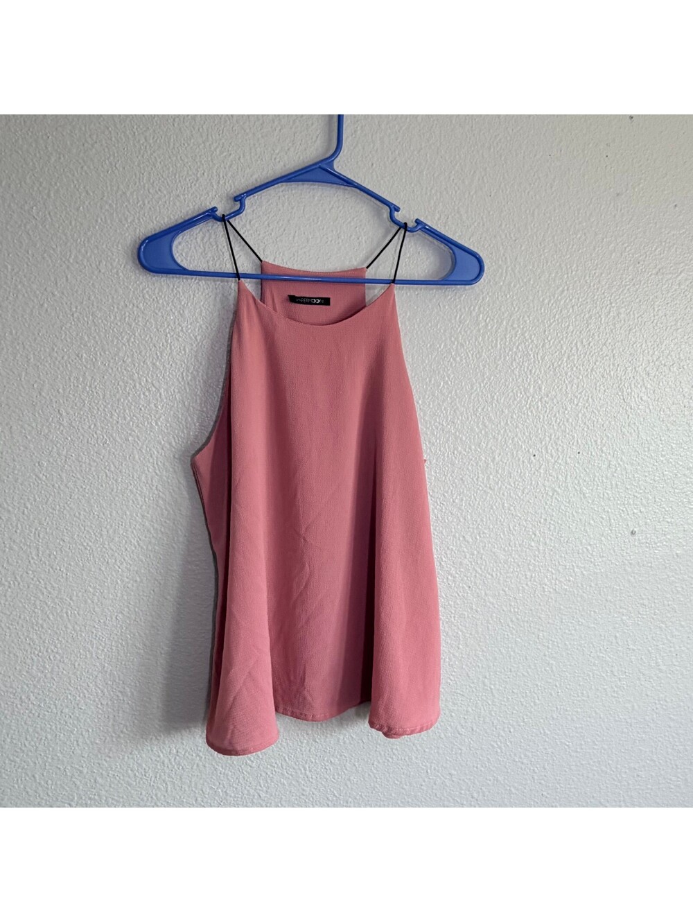 Papermoon High Neck Spaghetti Strap Swing Tank Top Dusty Rose Pink Flowy